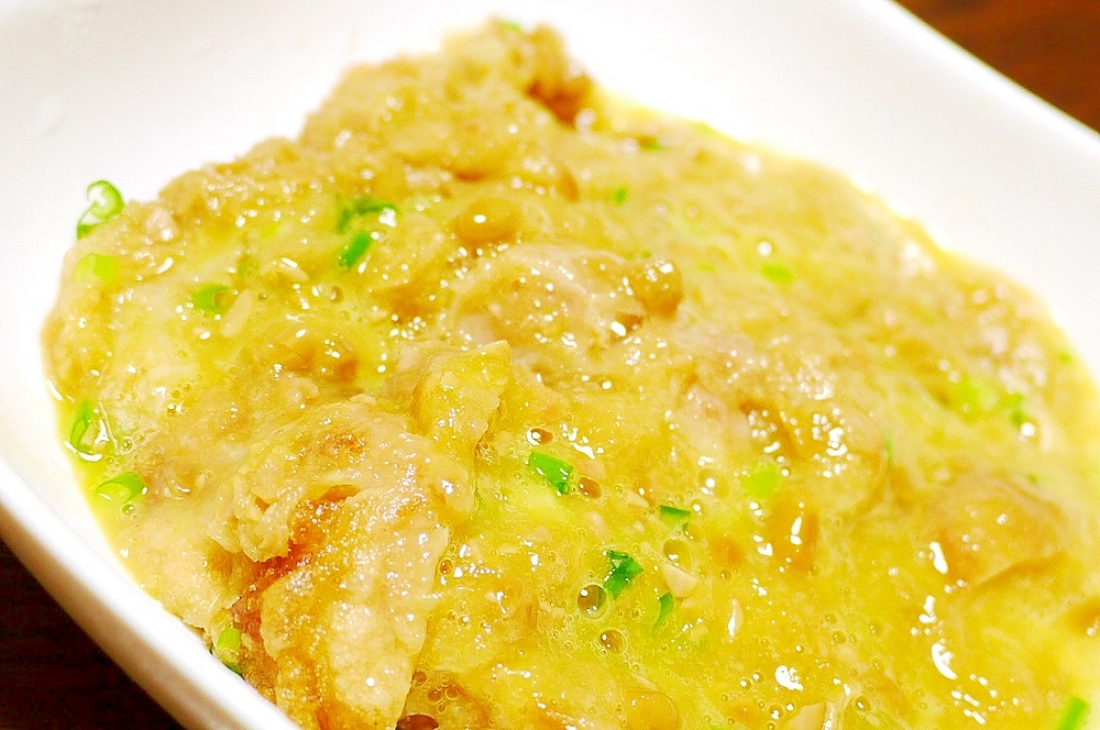 から揚げ*卵納豆おろしポン酢ソース和え