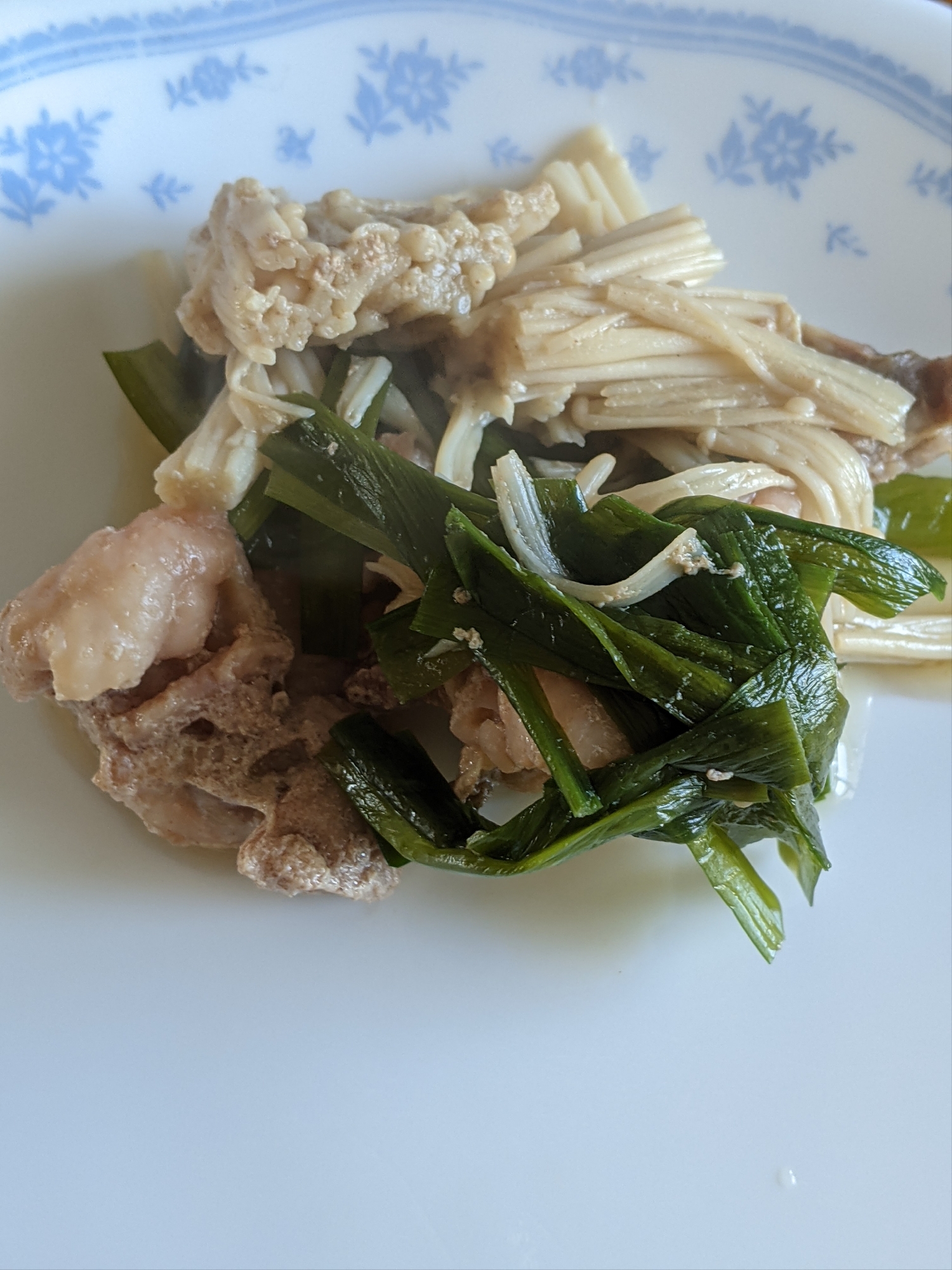 ニラと豚肉とえのきの白だし煮