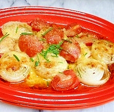 ミニトマトと玉ねぎのチーズグラタン