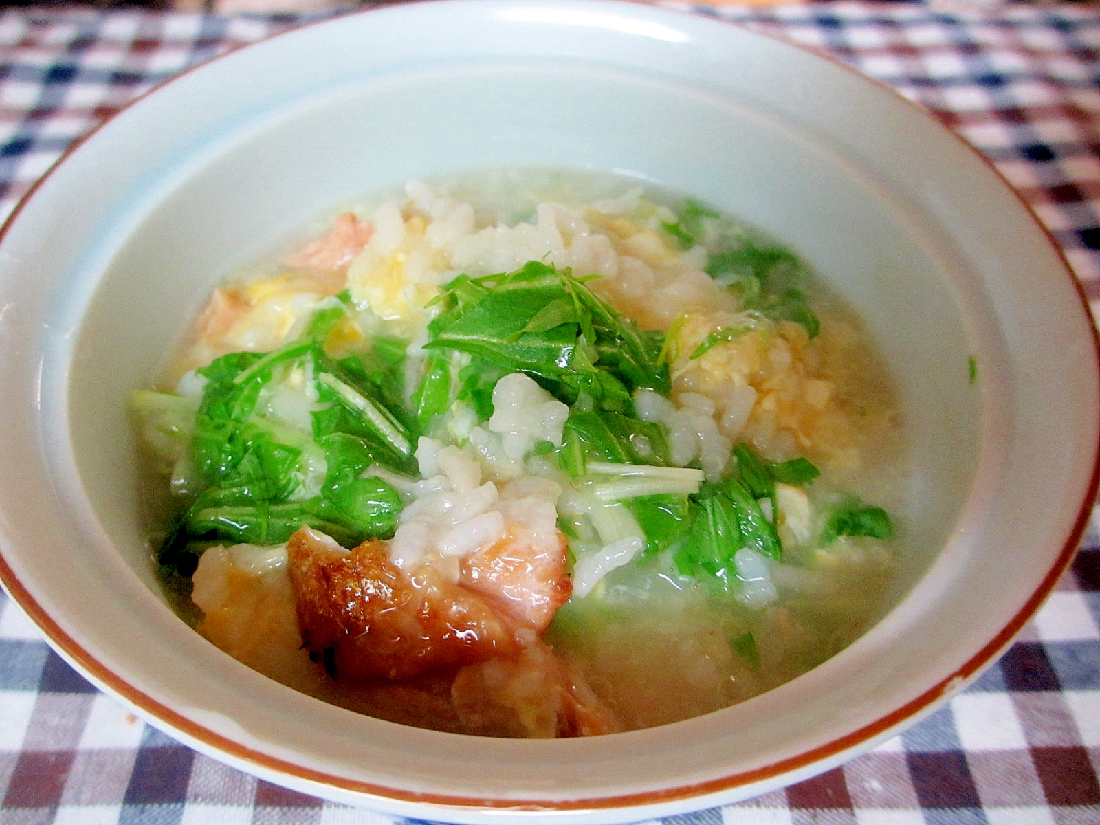 鮭と水菜の雑炊