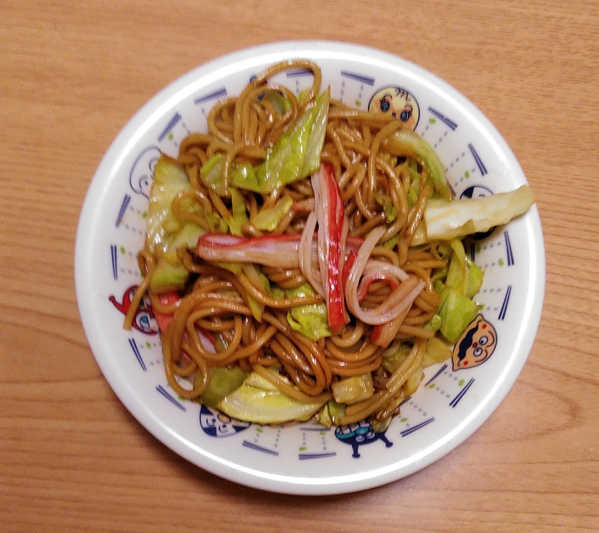 キャベツとカニかまの焼きそば