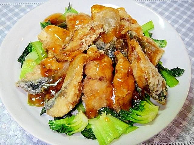 揚げサバの梅甘酢あんかけ