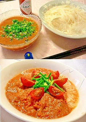 夏をのりきる、トマトそうめん２種