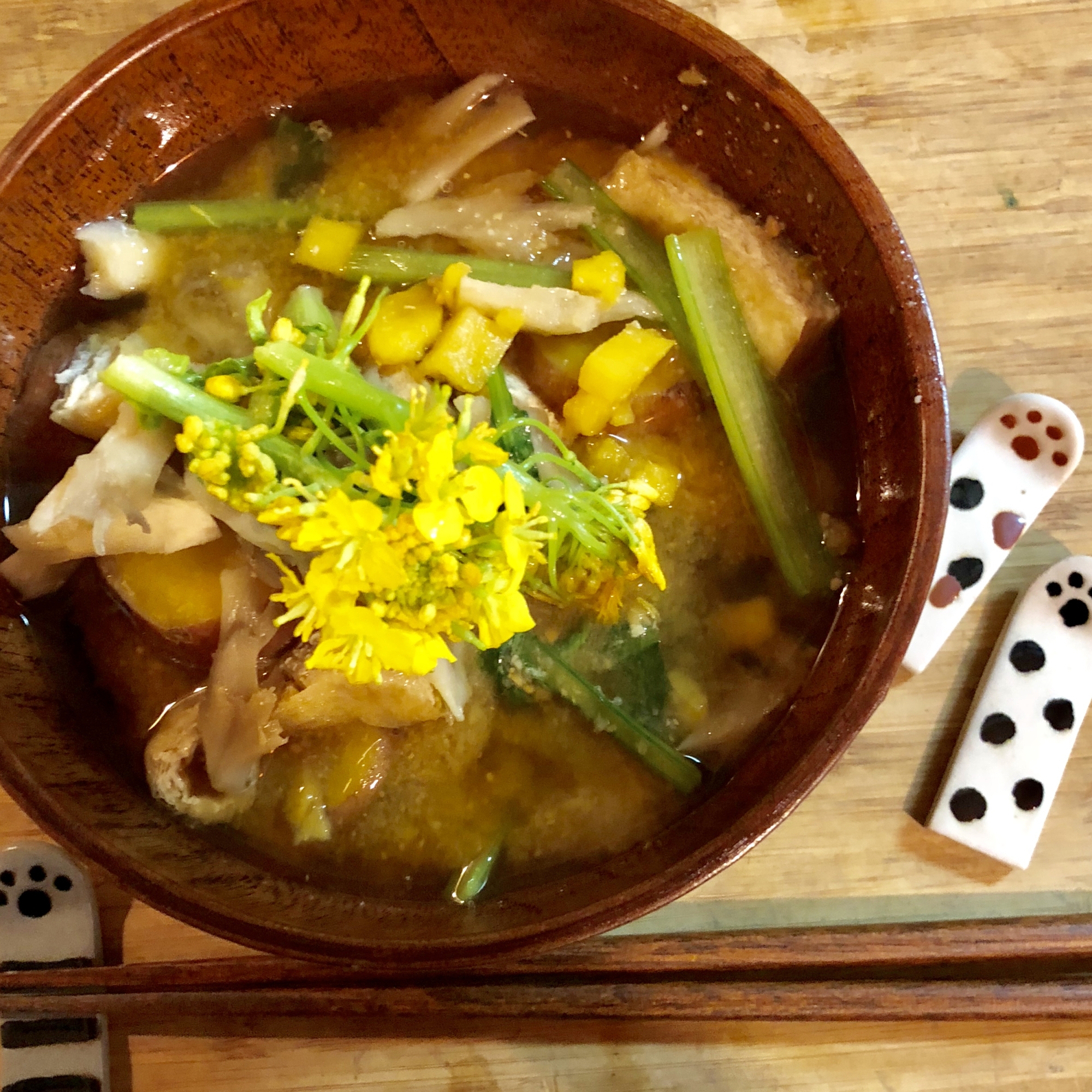 菜花入りお味噌汁 レシピ 作り方 By うさむー ねこちき 楽天レシピ