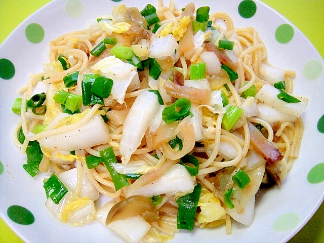 白菜とザーサイ葱の中華風パスタ