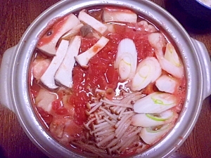 塩麹鶏のトマト鍋