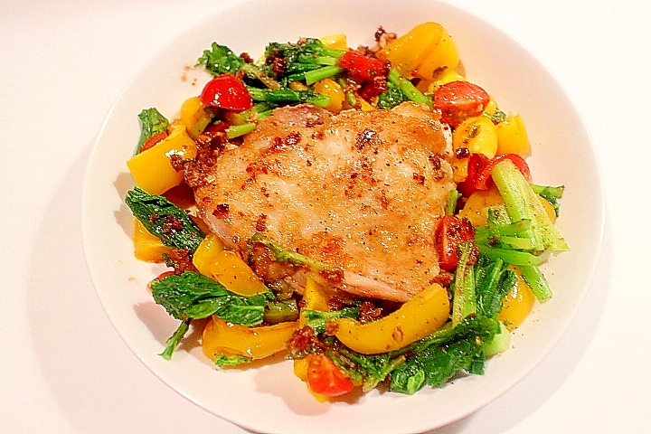 野菜たっぷりアンチョビガーリックチキンソテー レシピ 作り方 By Seika A 楽天レシピ