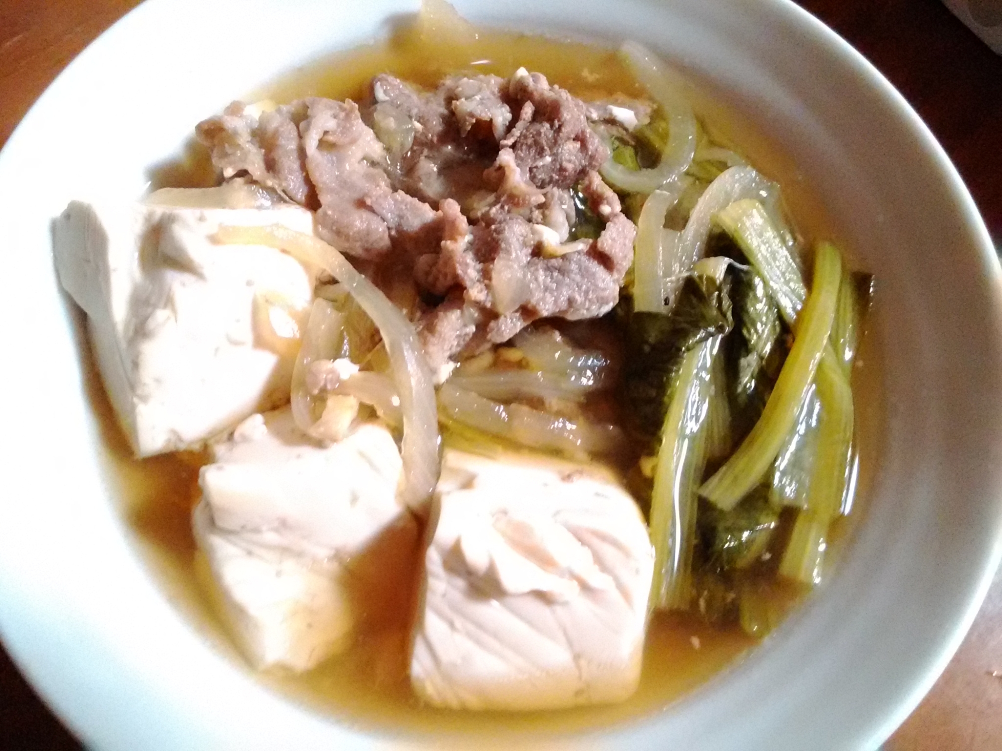 ★めんつゆだけの小松菜ぶた肉豆腐★