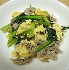 豚肉と小松菜と卵の中華炒め