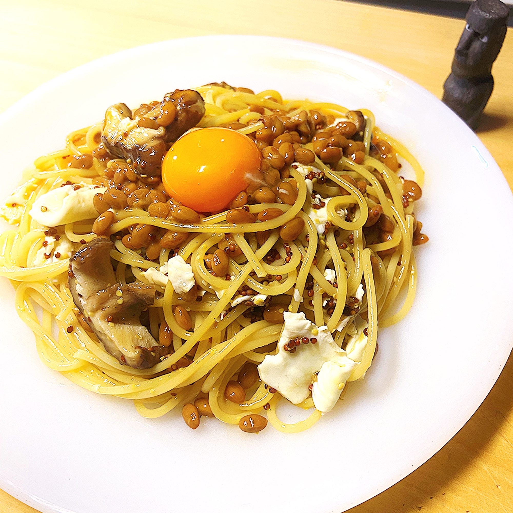 【ササッと簡単】粒マスタード香る納豆パスタ!