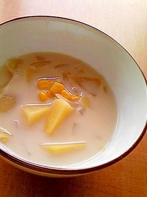 ジャガイモとコーン☆ミルキー味噌スープ