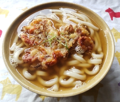かき揚げ・ゆで卵De天ぷらうどん