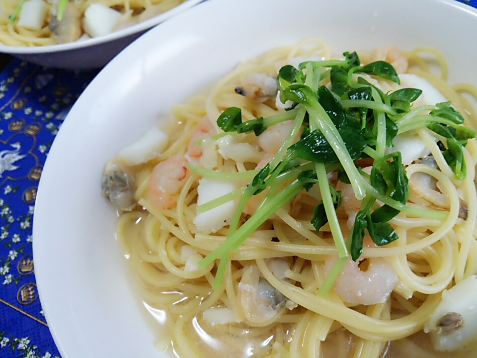 シーフードミックスで簡単!ボンゴレ風パスタ♪