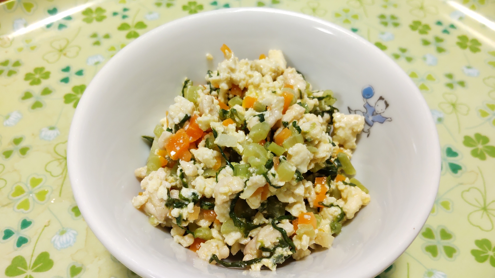 大根菜と鶏ミンチの炒り豆腐