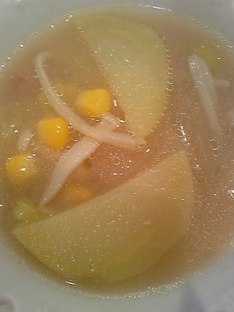 ジャガイモとコーンとえのきの味噌スープ