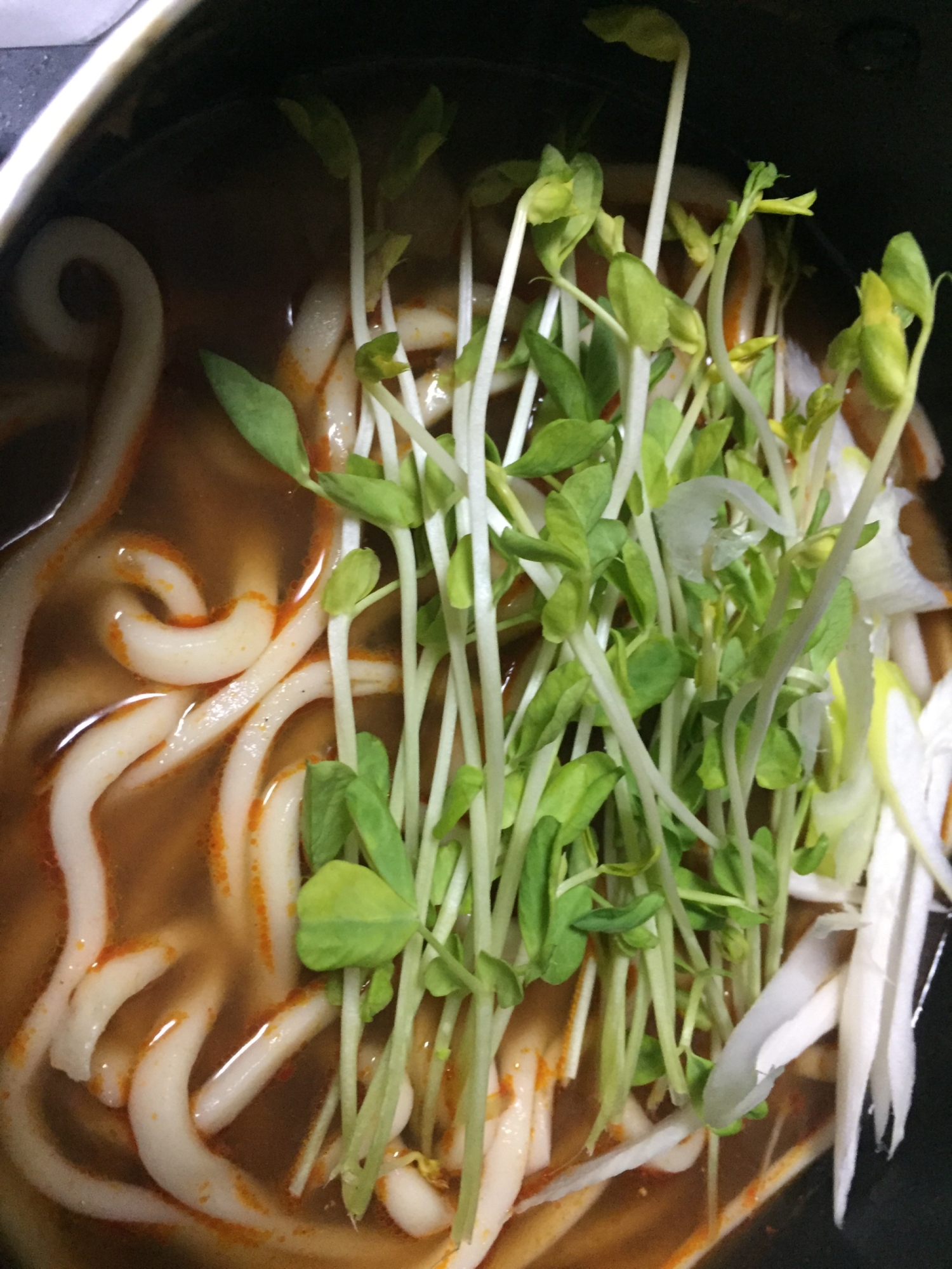 キムチ豆苗うどん