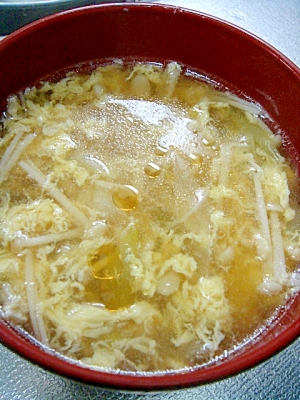 ネギとエノキの卵スープ