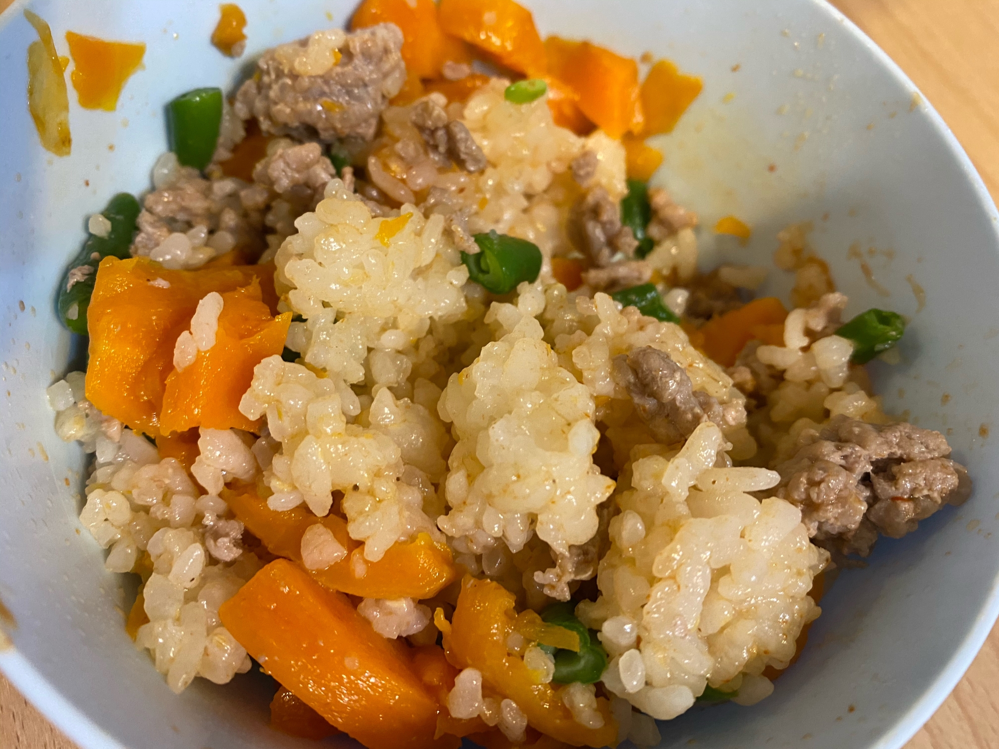 幼児食 ひき肉とインゲン混ぜご飯 レシピ 作り方 By Wormom 楽天レシピ