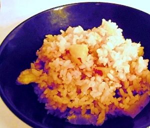 簡単☆ホクホク♪さつま芋と干し椎茸の炊き込みご飯