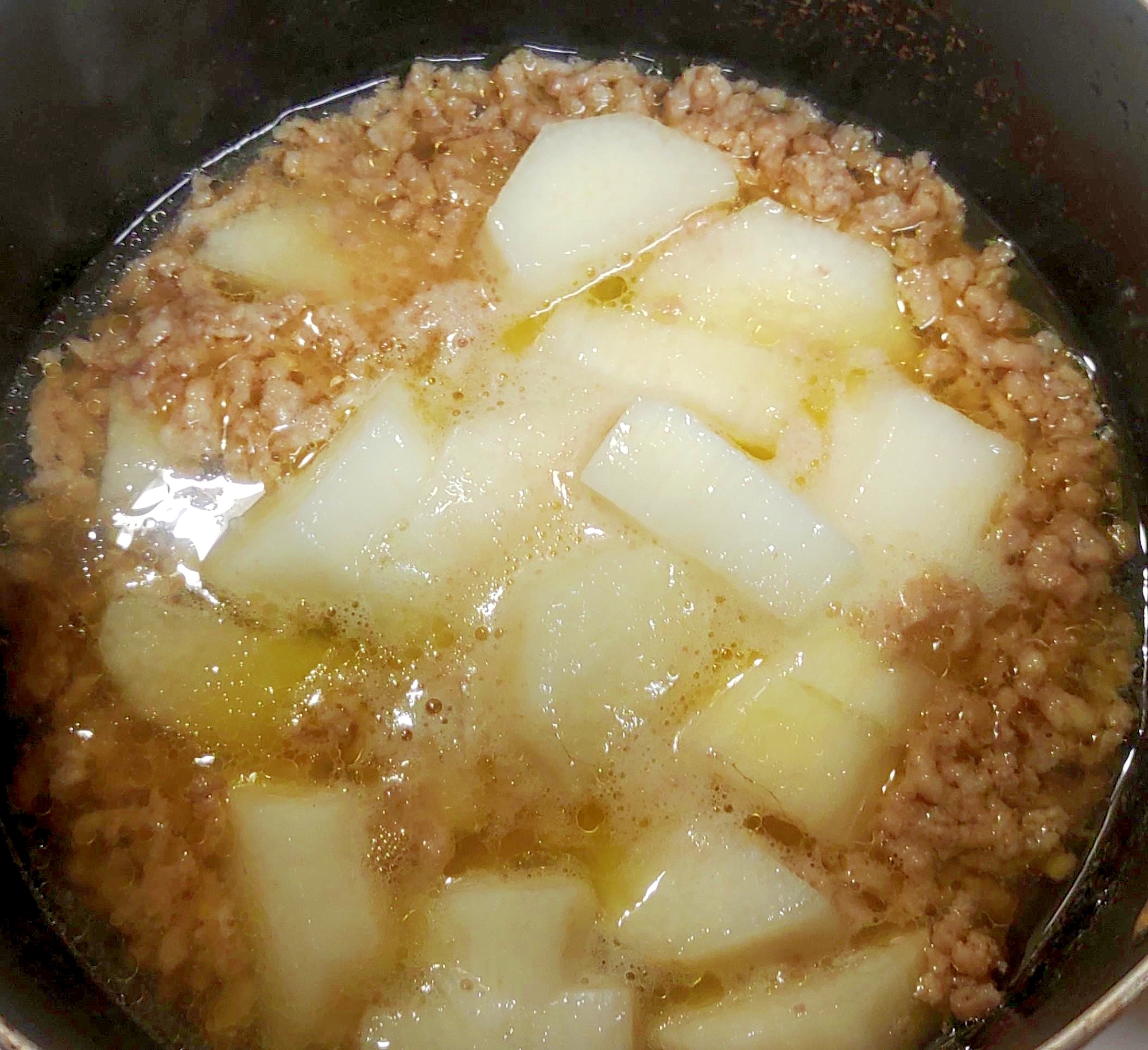 ひき肉と長いもの白だし煮