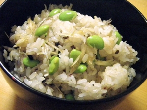 枝豆と茗荷の香りごはん