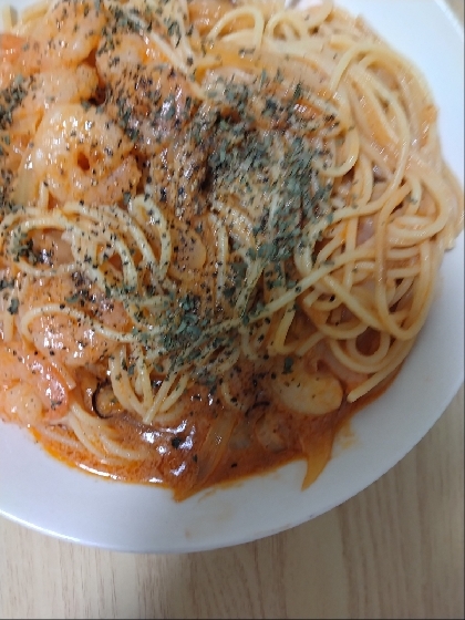 本格派！エビのトマトクリームスパゲッティ