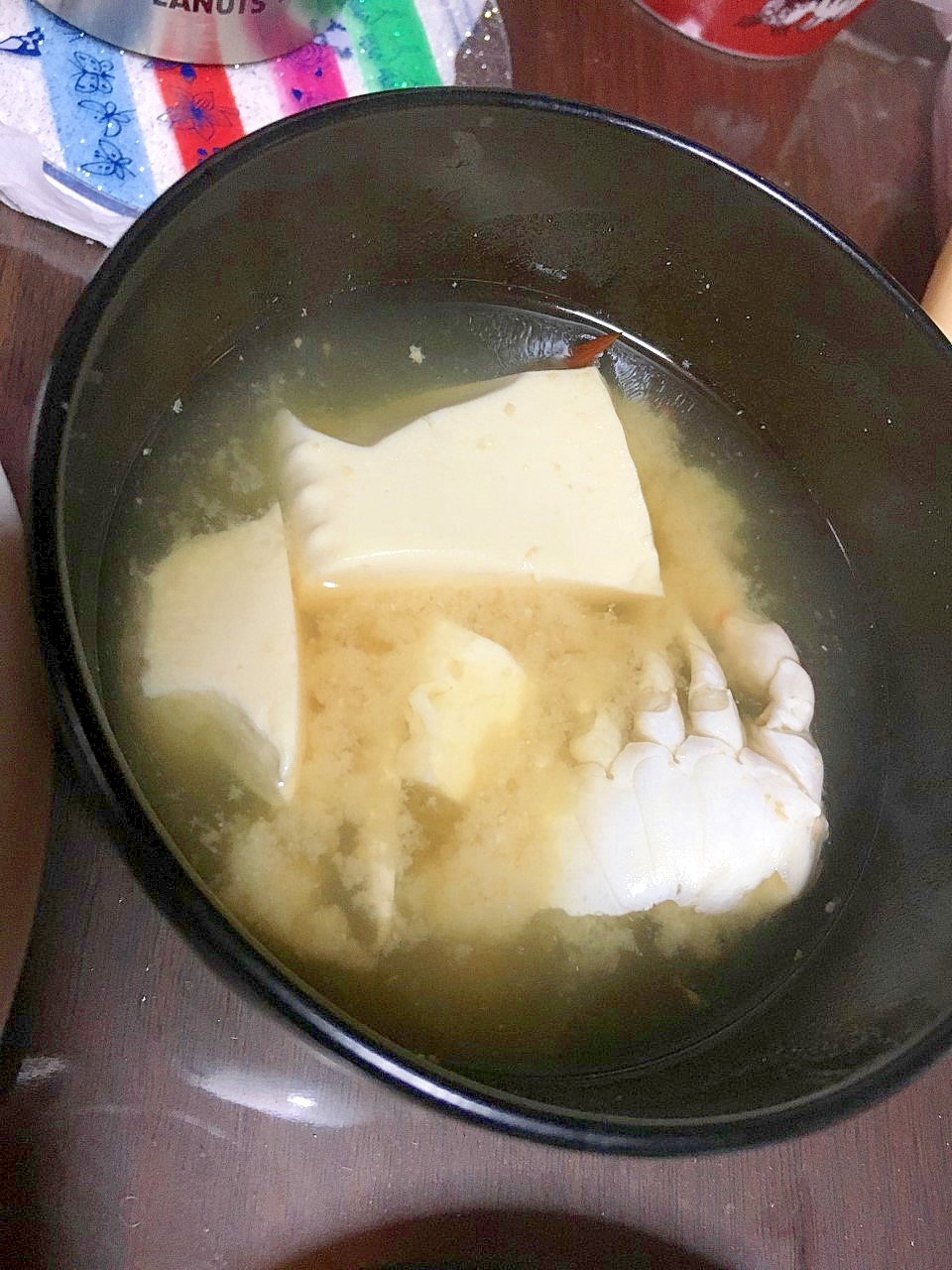 ワタリガニと豆腐の味噌汁