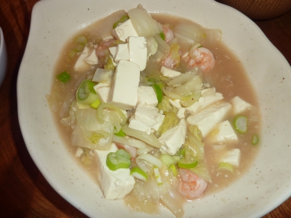 白菜えび豆腐の中華煮