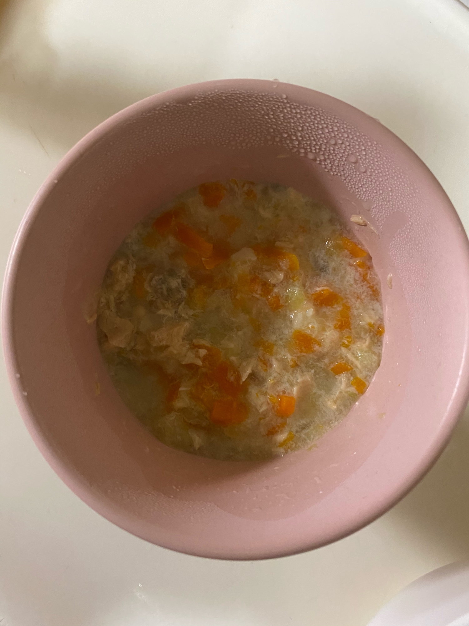 離乳食　鮭と野菜の豆乳スープ