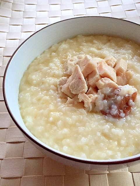 冷ご飯で簡単に♪梅と塩鷄のおかゆ✿