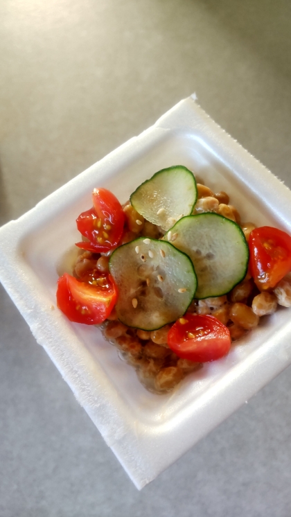 納豆アレンジ ミニトマト&きゅうり