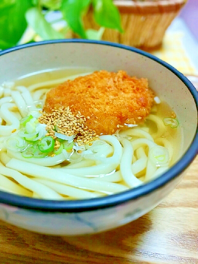 トースターでサクサク復活♪食感楽しいコロッケうどん