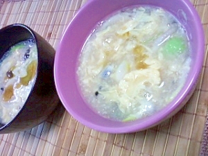 氷エノキを入れた健康スープ