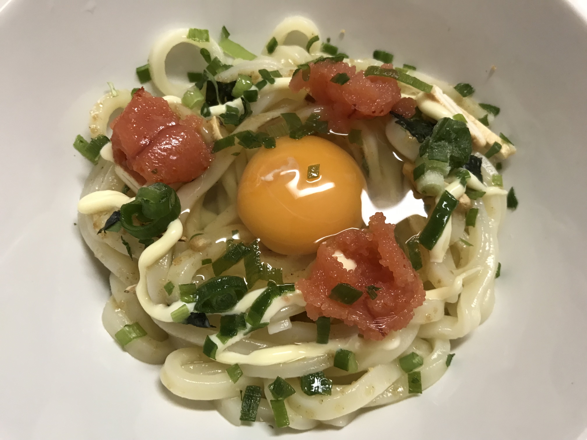 【簡単】明太マヨ釜玉うどん