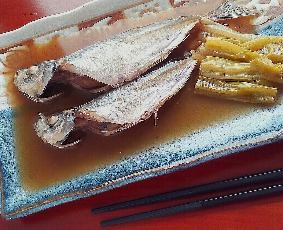 ネギと冷凍アジの煮付け