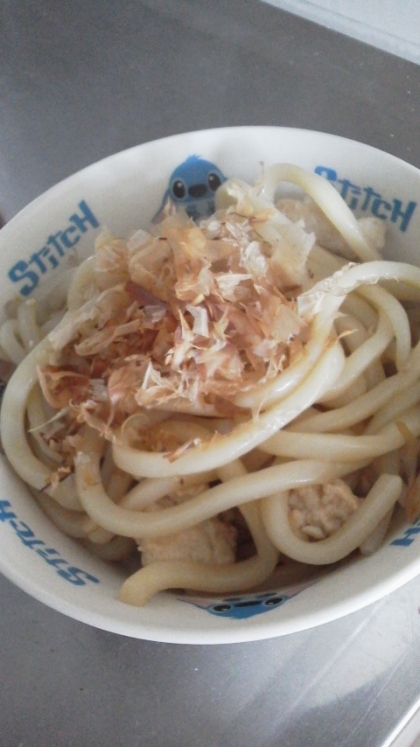 ひき肉ともやしの焼きうどん♪