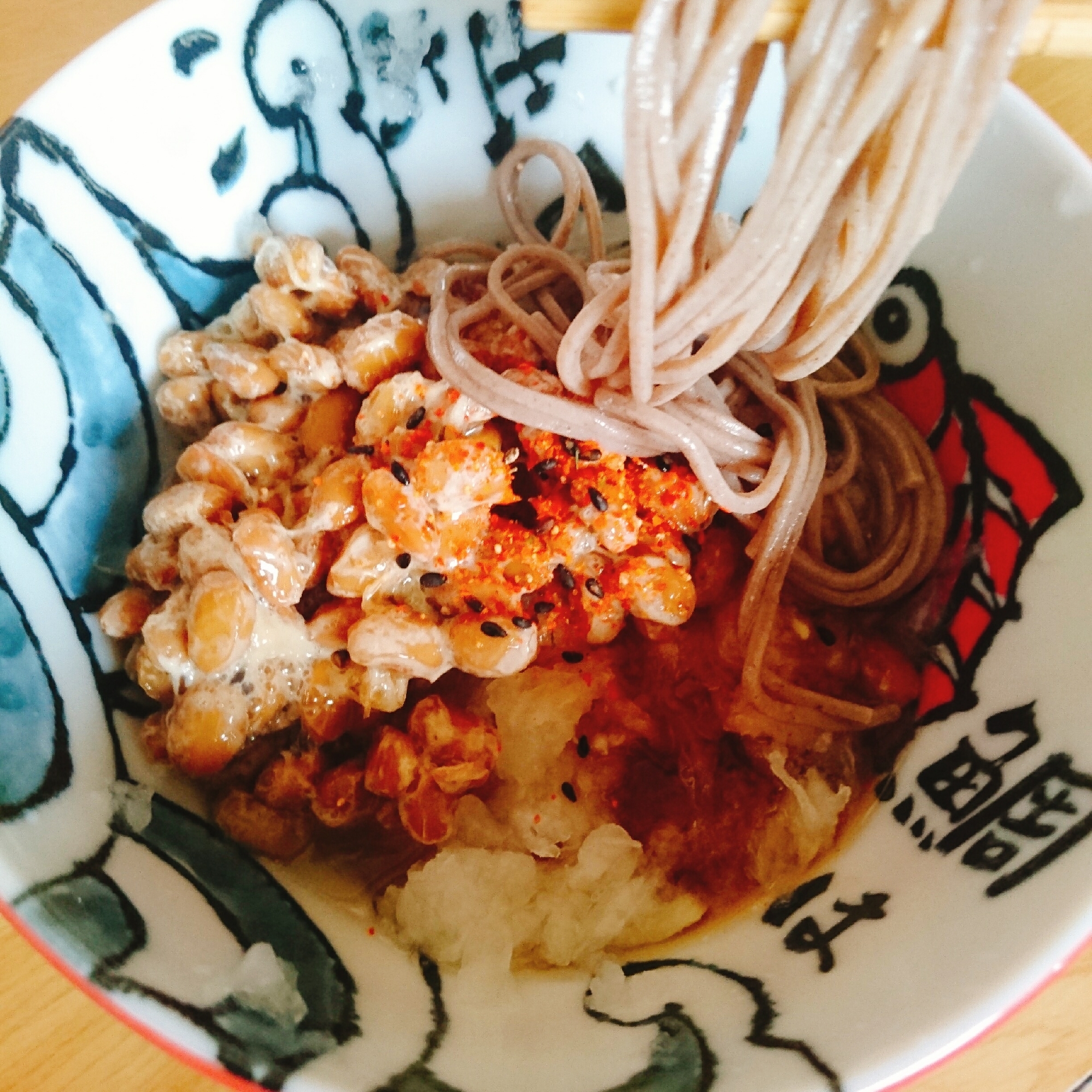 大根おろしと納豆のサッパリつけ蕎麦