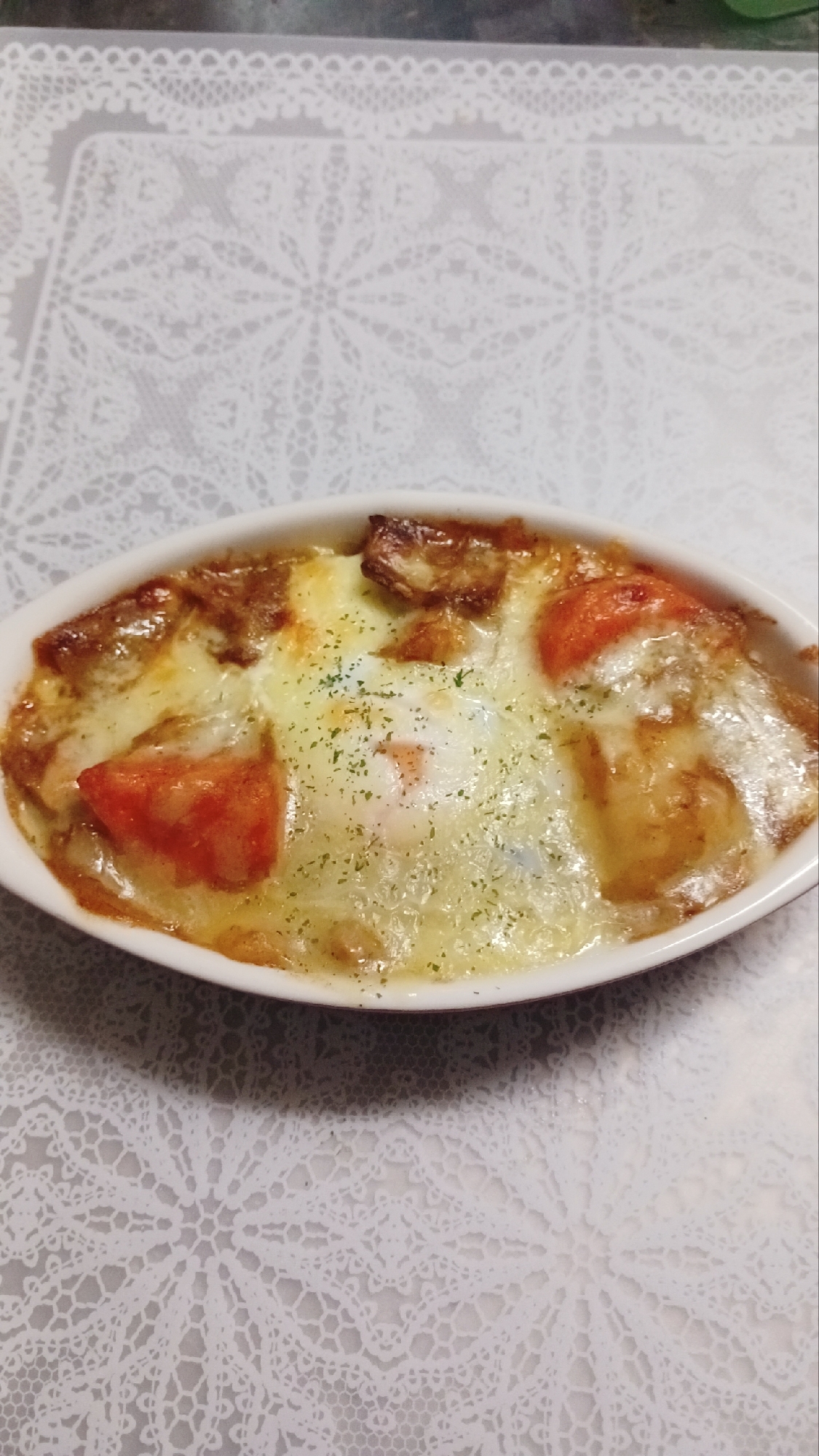 残りのカレーで♡とろーり卵のドリア♡