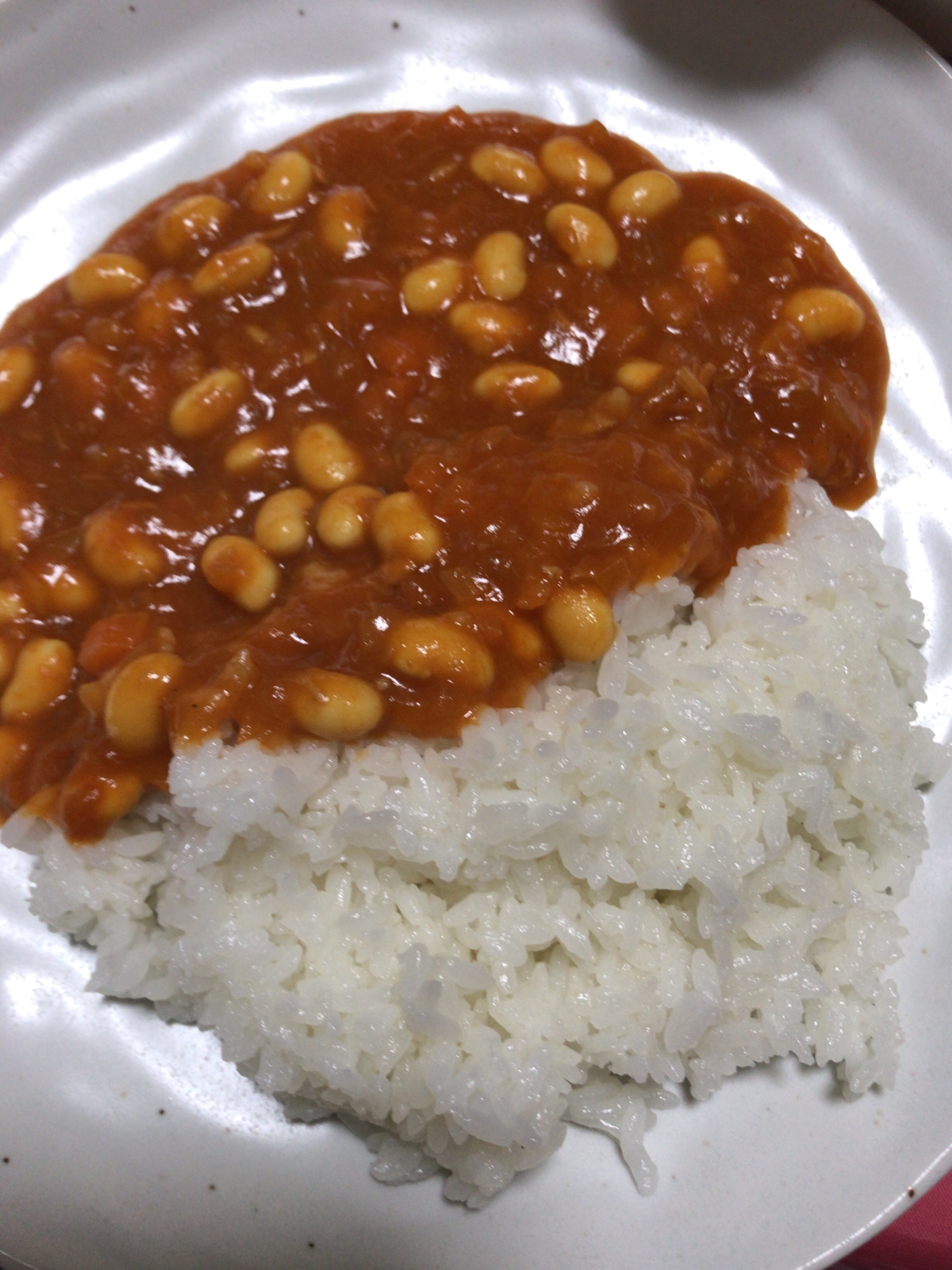 トマトジュースで大豆カレー