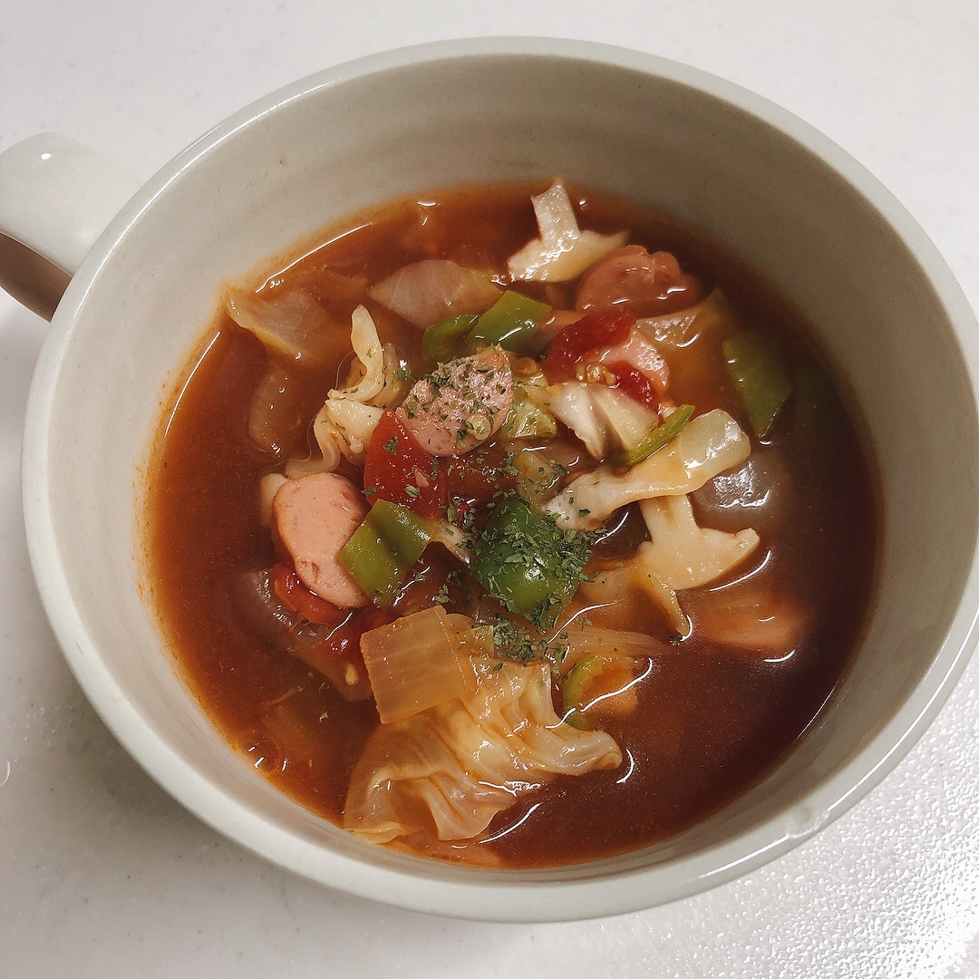 トマト缶詰でつくる♪和風ミネストローネ