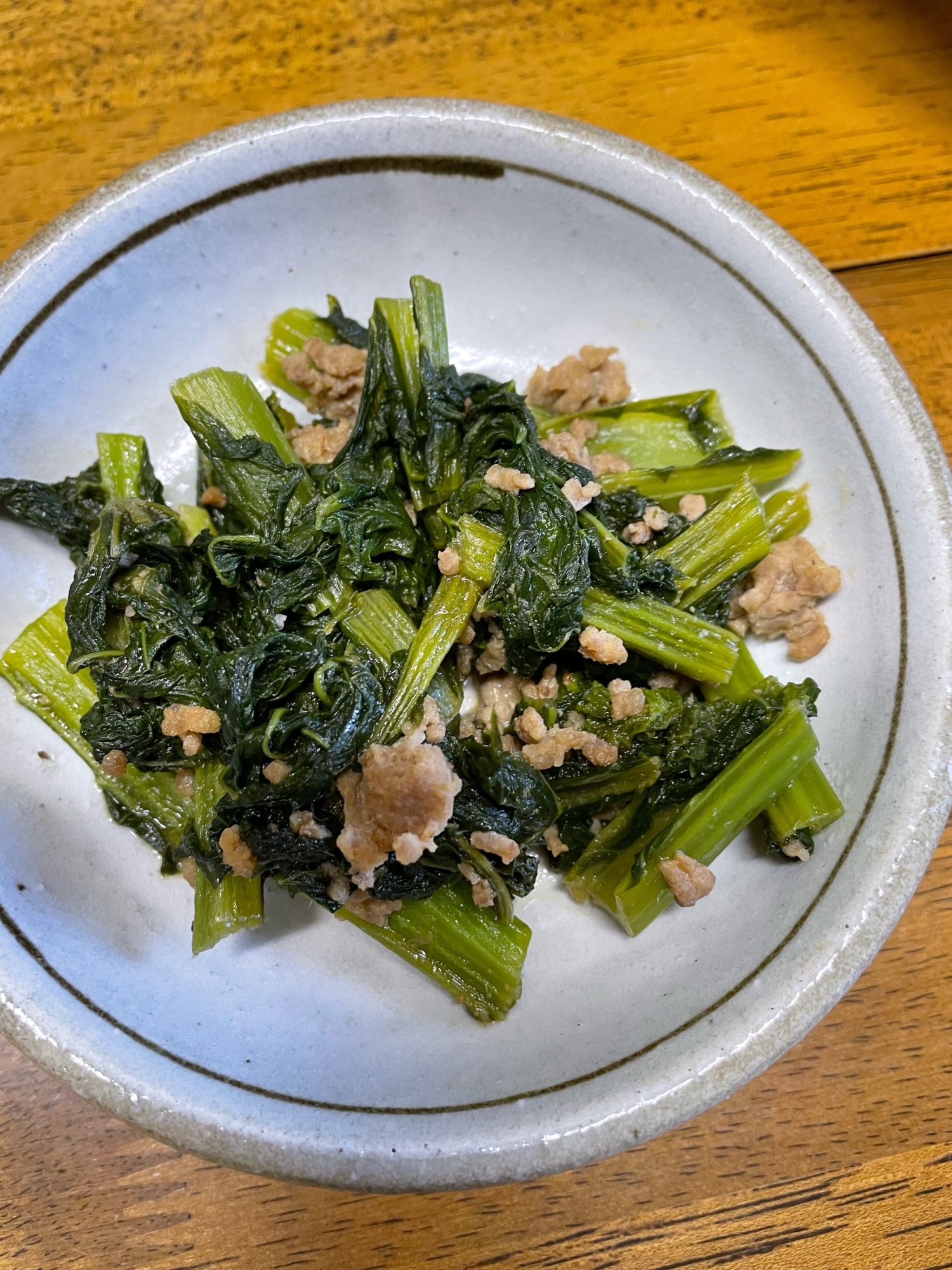 山東菜とひき肉炒め