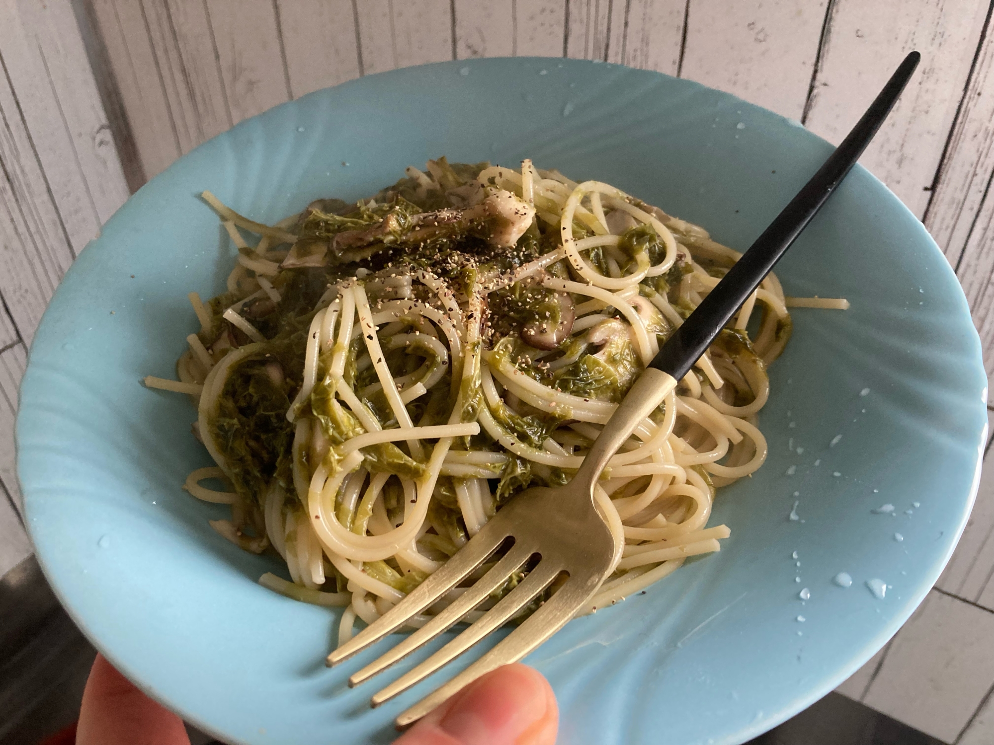 海苔ときのこのクリームパスタ