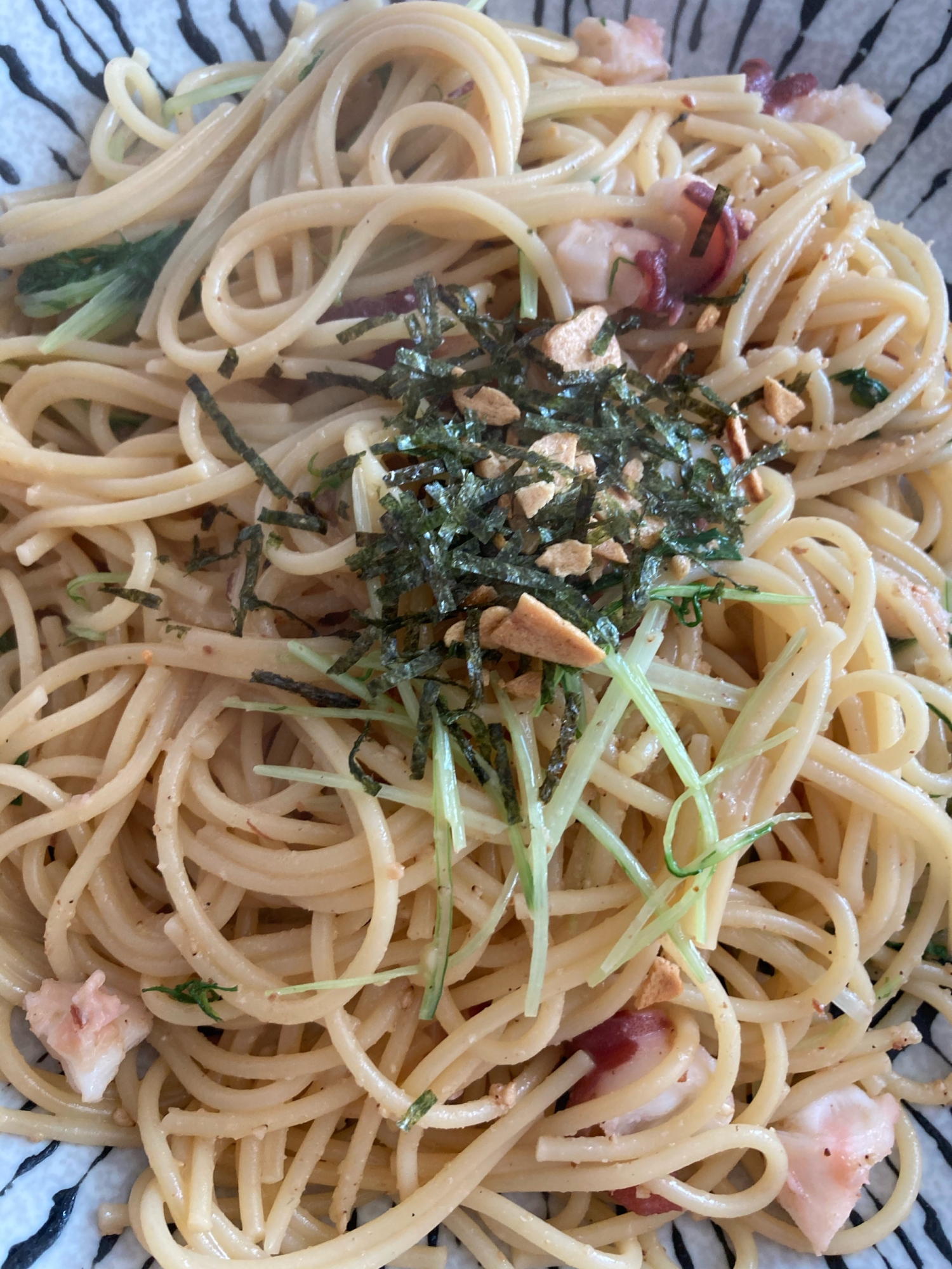 タコと水菜のパスタ