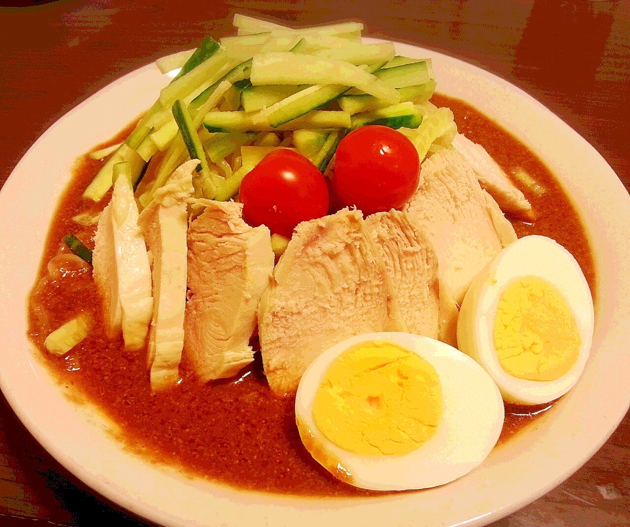 濃厚味噌タレ♪ 冷やし中華☆　やわらか鶏むね肉♪