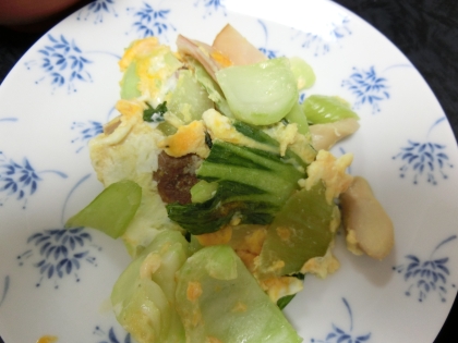 簡単～チンゲン菜とハムの卵炒め