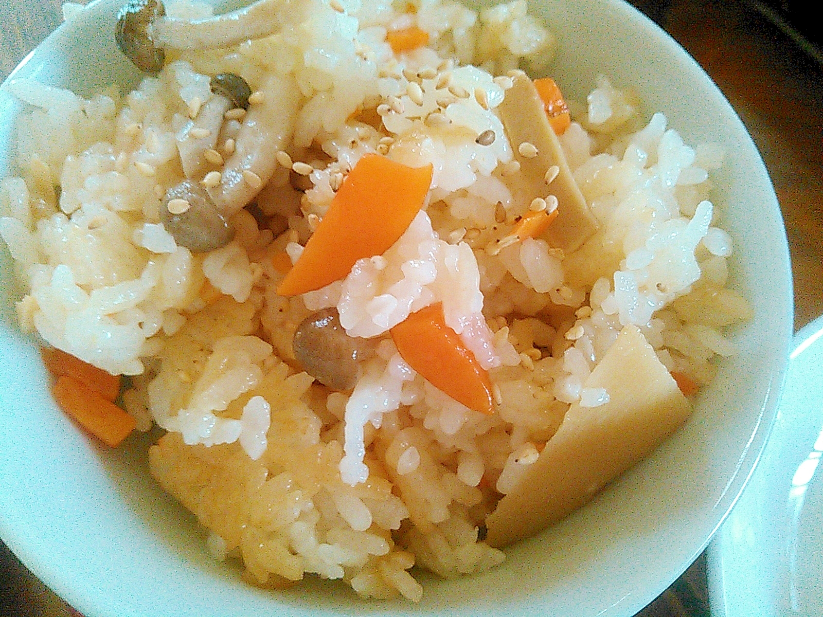 筍しめじ人参の炊き込みご飯