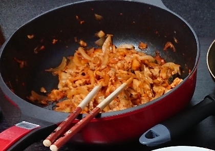 焼き肉のたれを使った豚キムチ初めて作りました(^^)美味しかったです♪