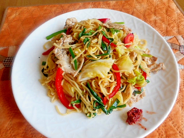 キャベツ ニラ 豚肉 パブリカの焼きそば レシピ 作り方 By アルプスの乙女 楽天レシピ