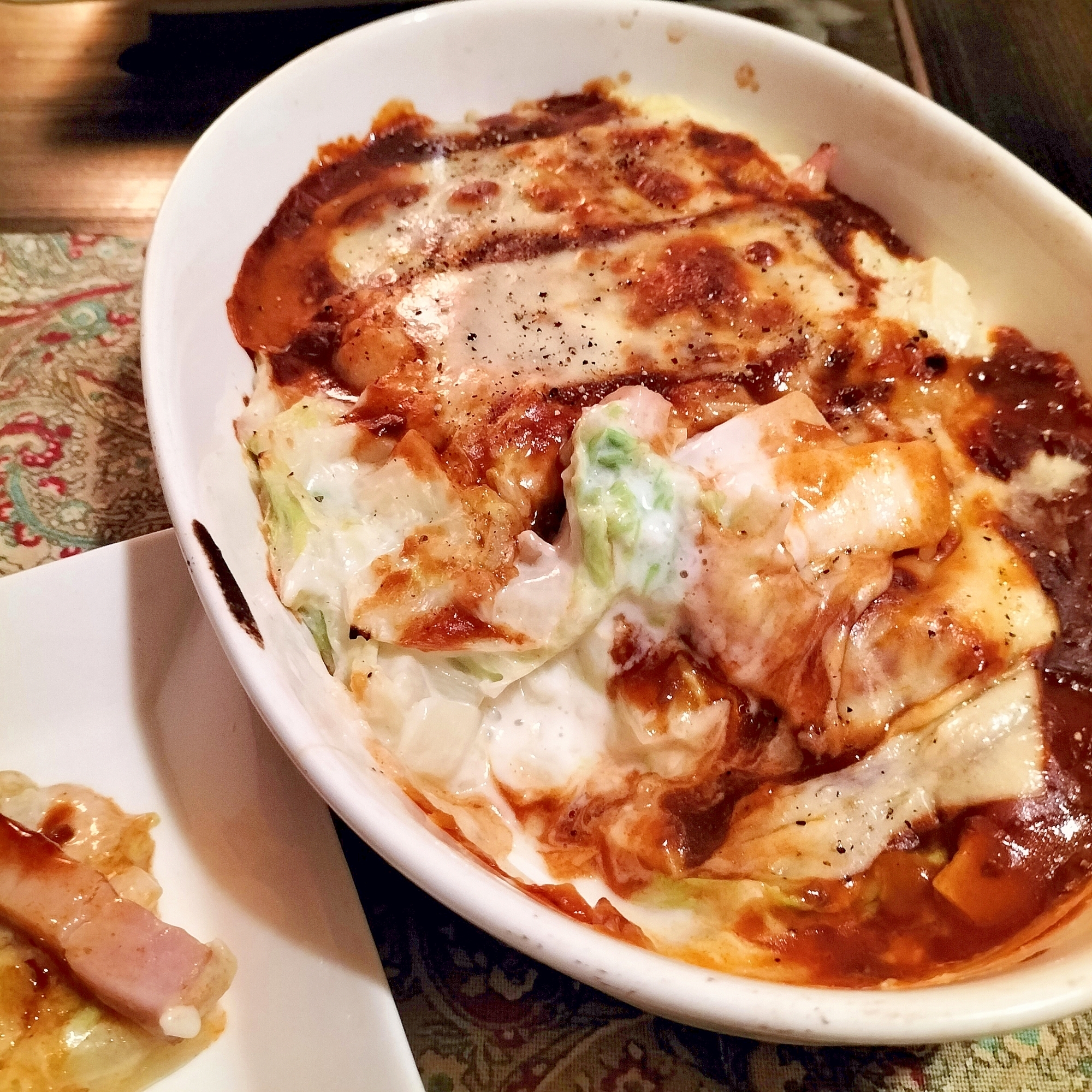 白菜と下仁田ねぎのミートソースクリームグラタン♩