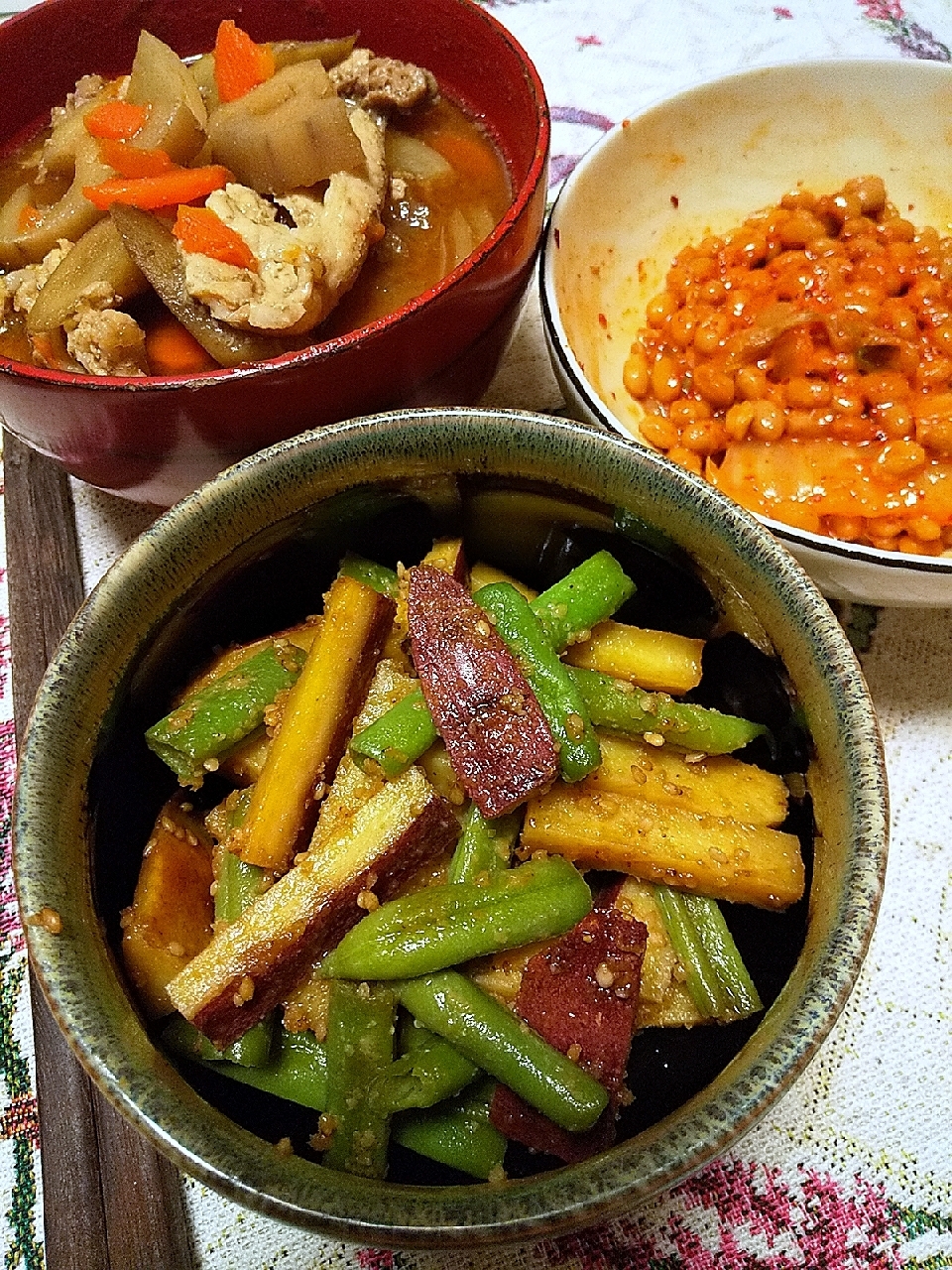 さつまいもとインゲン豆のきんぴら胡麻和え